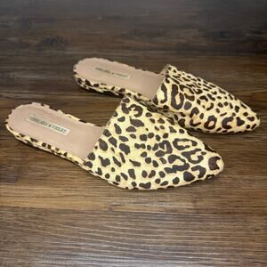 Chelsea & Violet cow hair animal print flat mule slides CV-EVE size 8.5M